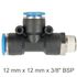 Pu Hose Fitting Tee 12mm X 12mm X 3/8'm